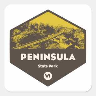 Pegatina Cuadrada Parque Estatal Peninsula Wisconsin