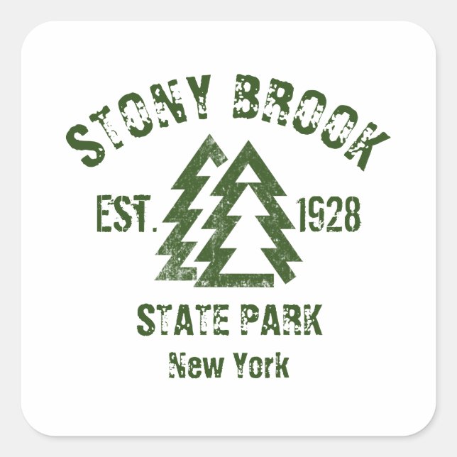 Pegatina Cuadrada Parque estatal Stony Brook Nueva York (Anverso)