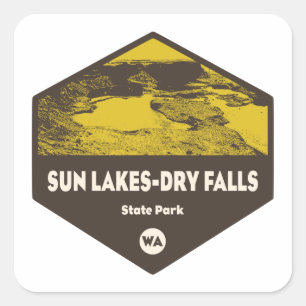 Pegatina Cuadrada Parque Estatal Sun Lakes-Dry Falls Washington