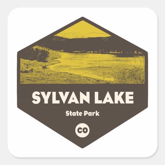Pegatina Cuadrada Parque Estatal Sylvan Lake Colorado (Anverso)