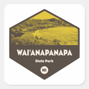 Pegatina Cuadrada Parque estatal Wai'anapanapa Hawaii