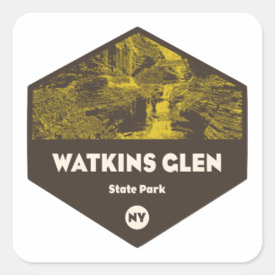 Pegatina Cuadrada Parque estatal Watkins Glen Nueva York