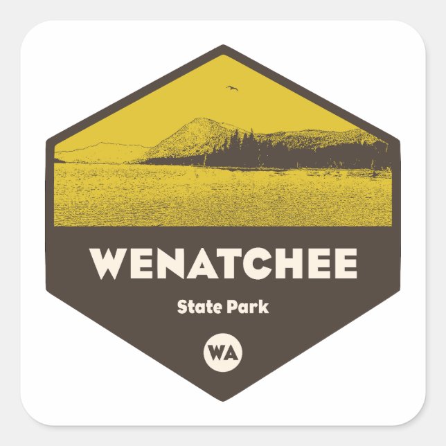 Pegatina Cuadrada Parque estatal Wenatchee Washington (Anverso)