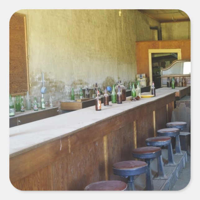 Pegatina Cuadrada Parque Histórico Estatal Bodie, California, Estado (Anverso)