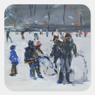 Pegatina Cuadrada Parque Holland en la nieve 2009