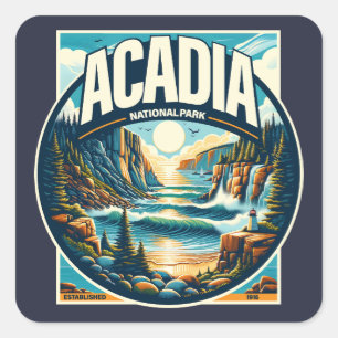 Pegatina Cuadrada Parque nacional Acadia Maine