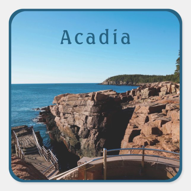 Pegatina Cuadrada Parque nacional Acadia Thunder Hole Maine (Anverso)