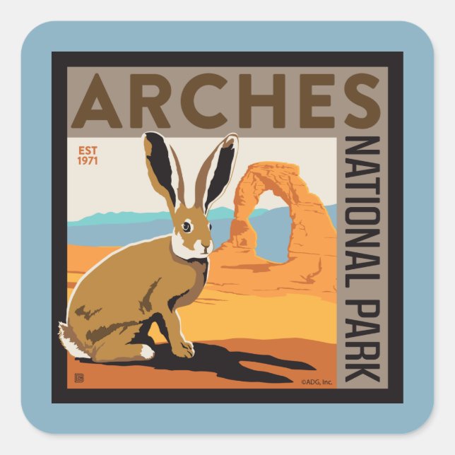 Pegatina Cuadrada Parque nacional Arches, Utah | Jackrabbit (Anverso)