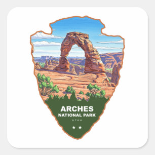 Pegatina Cuadrada Parque Nacional Arcos Utah Punta de Flecha