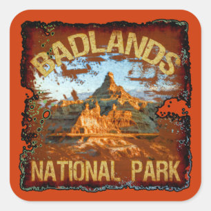 Pegatina Cuadrada Parque nacional Badlands