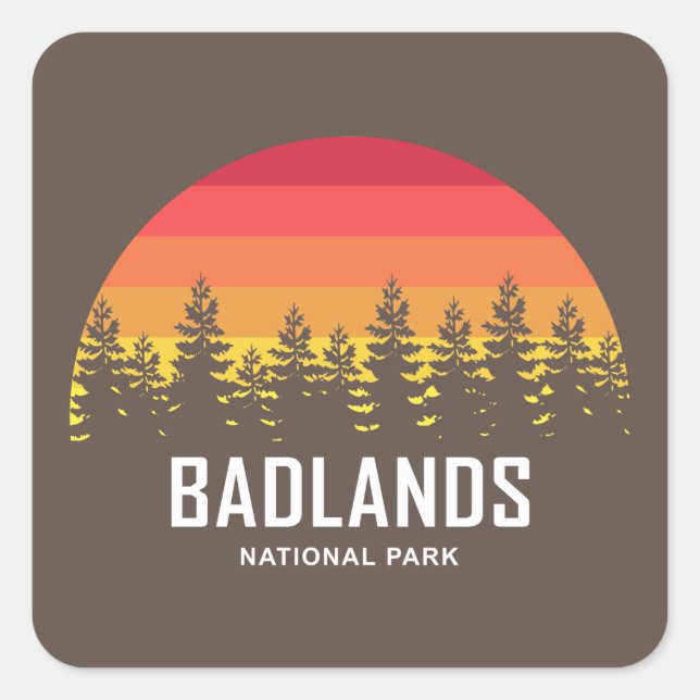 Pegatina Cuadrada Parque nacional Badlands (Anverso)