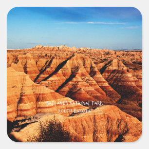 Pegatina Cuadrada Parque Nacional Badlands, Dakota del Sur