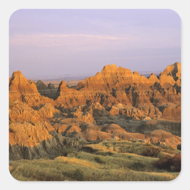 Pegatina Cuadrada Parque nacional Badlands en Dakota del Sur (Anverso)