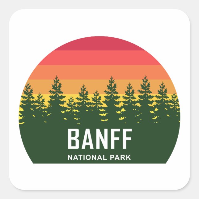 Pegatina Cuadrada Parque nacional Banff (Anverso)