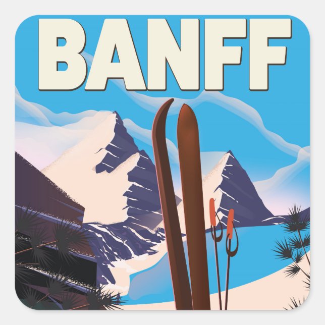 Pegatina Cuadrada Parque nacional Banff en Alberta, Canadá. (Anverso)