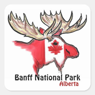 Pegatina Cuadrada Parque nacional Banff pegatinas de alce de Alberta