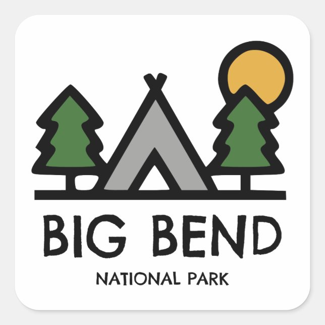 Pegatina Cuadrada Parque nacional Big Bend (Anverso)