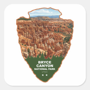 Pegatina Cuadrada Parque Nacional Bryce Canyon Flecha