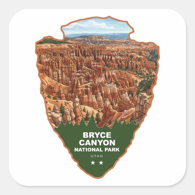 Pegatina Cuadrada Parque Nacional Bryce Canyon Flecha (Anverso)