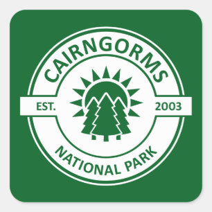 Pegatina Cuadrada Parque nacional Cairngorms Árboles solares de Esco