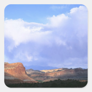 Pegatina Cuadrada Parque Nacional Capitol Reef, Utah. EE. UU. Cúmulu
