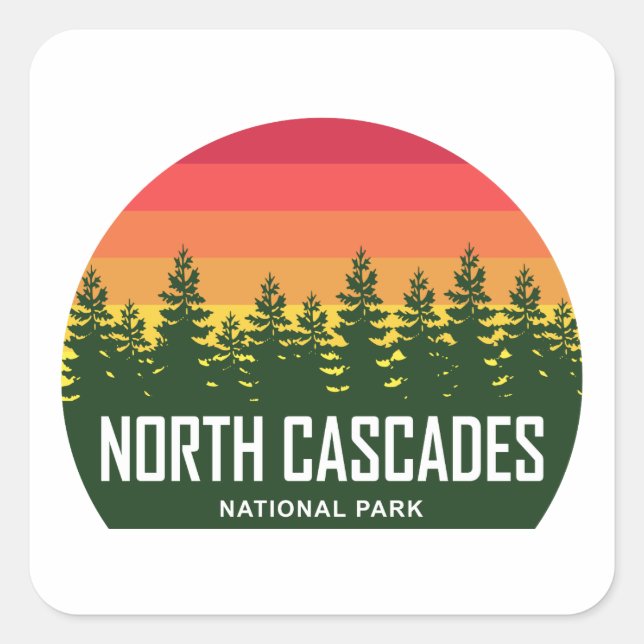 Pegatina Cuadrada Parque nacional Cascades del Norte (Anverso)