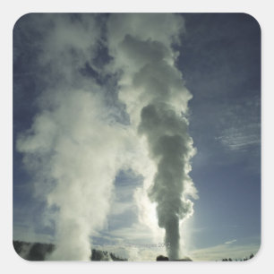 Pegatina Cuadrada Parque nacional Castle Geyser, Yellowstone