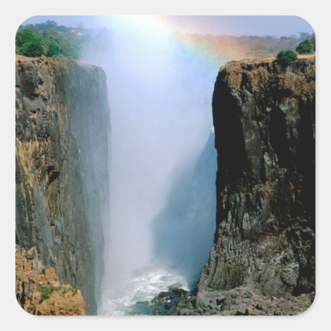 Pegatina Cuadrada Parque nacional Cataratas Victoria, África, Zambia (Anverso)