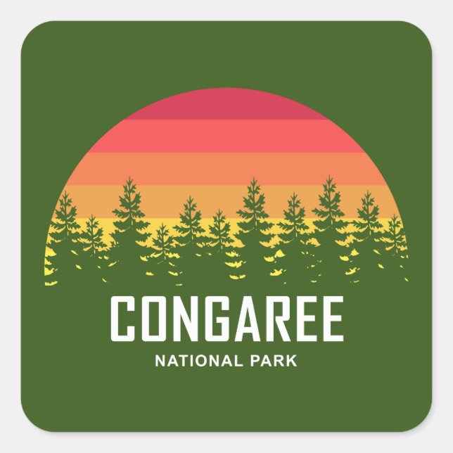 Pegatina Cuadrada Parque nacional Congaree (Anverso)