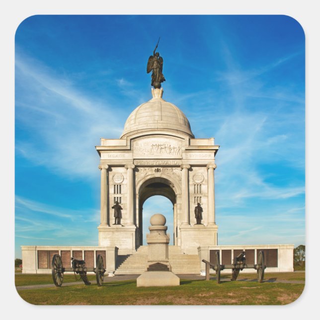 Pegatina Cuadrada Parque nacional de Gettysburg - Memorial de Pennsy (Anverso)