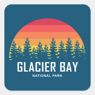 Pegatina Cuadrada Parque nacional de la Bahía del Glaciar