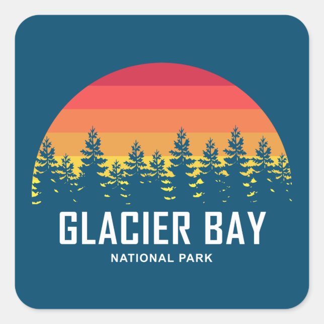 Pegatina Cuadrada Parque nacional de la Bahía del Glaciar (Anverso)