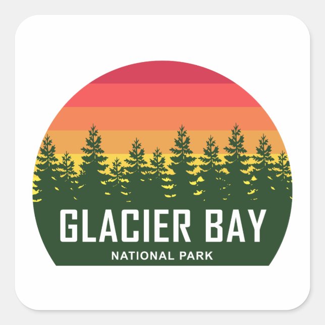 Pegatina Cuadrada Parque nacional de la Bahía del Glaciar (Anverso)