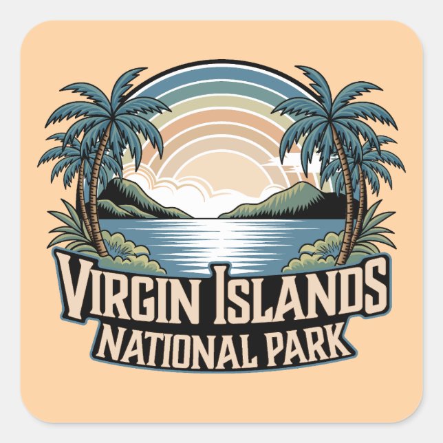 Pegatina Cuadrada Parque nacional de las Islas Vírgenes (Anverso)