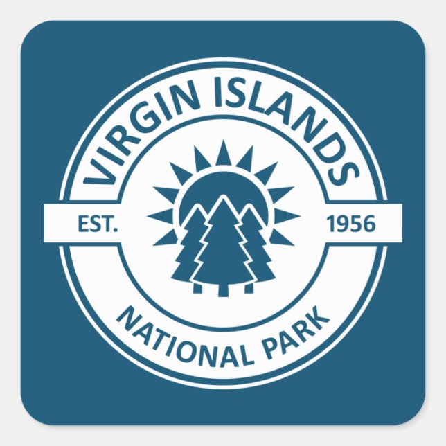Pegatina Cuadrada Parque nacional de las Islas Vírgenes Árboles sola (Anverso)