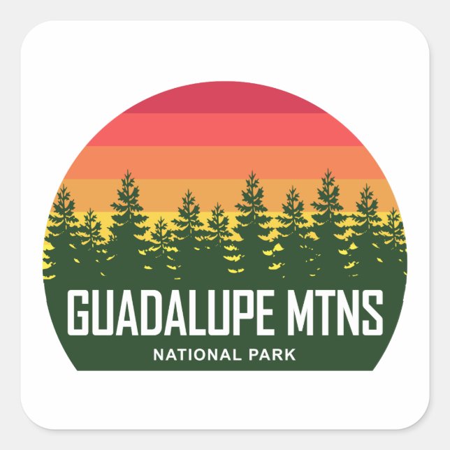 Pegatina Cuadrada Parque nacional de las Montañas Guadalupe (Anverso)