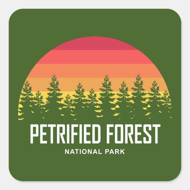 Pegatina Cuadrada Parque nacional de los bosques petrolíferos (Anverso)