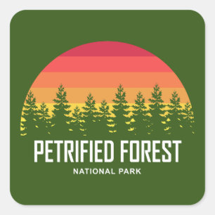 Pegatina Cuadrada Parque nacional de los bosques petrolíferos