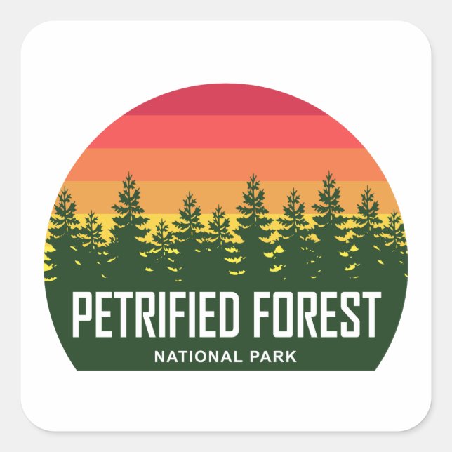 Pegatina Cuadrada Parque nacional de los bosques petrolíferos (Anverso)