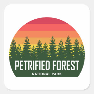 Pegatina Cuadrada Parque nacional de los bosques petrolíferos