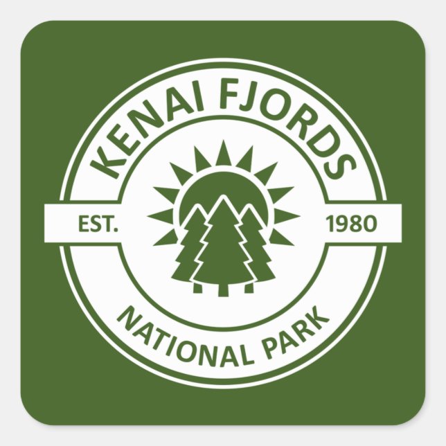 Pegatina Cuadrada Parque nacional de los fiordos de Kenai (Anverso)