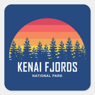 Pegatina Cuadrada Parque nacional de los fiordos de Kenai