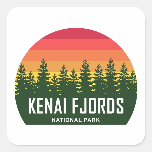 Pegatina Cuadrada Parque nacional de los fiordos de Kenai (Anverso)