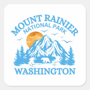 Pegatina Cuadrada parque nacional de mount rainier Camiseta básica m