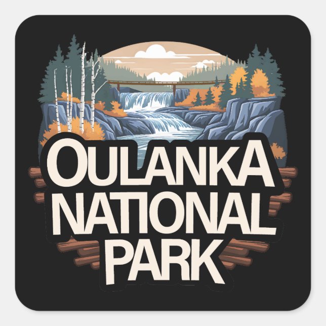 Pegatina Cuadrada Parque nacional de Oulanka, Finlandia (Anverso)