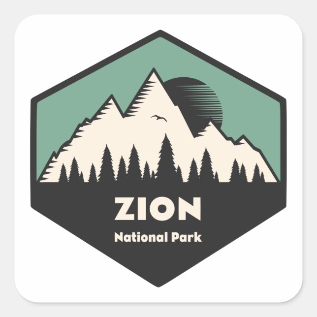 Pegatina Cuadrada Parque nacional de Zion (Anverso)