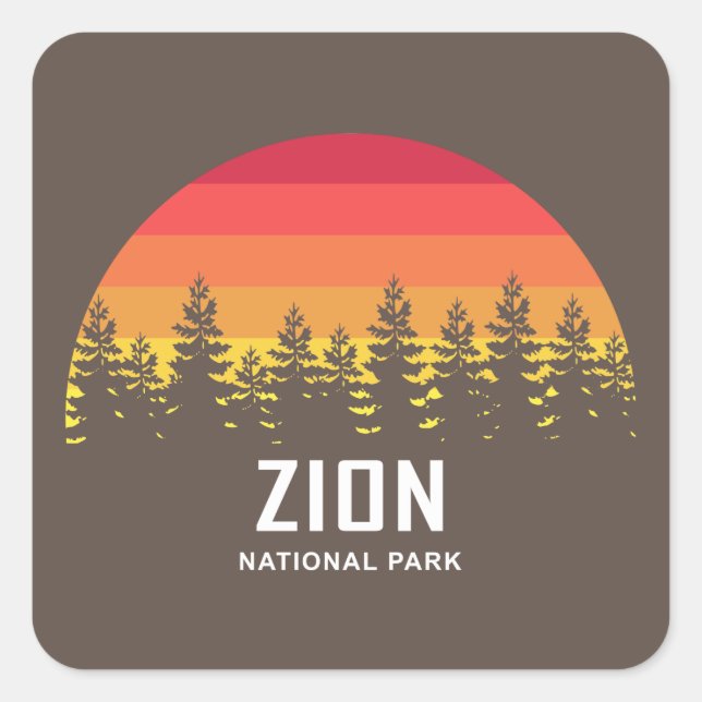 Pegatina Cuadrada Parque nacional de Zion (Anverso)