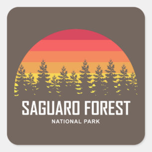 Pegatina Cuadrada Parque nacional del Bosque de Saguaro