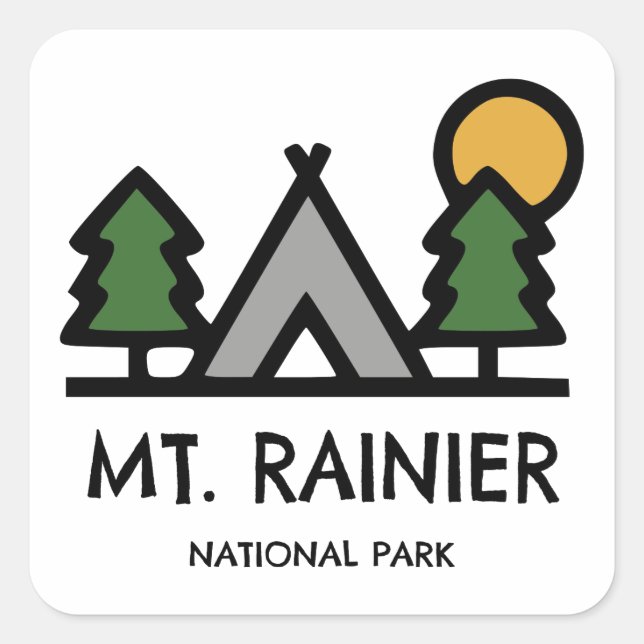 Pegatina Cuadrada Parque nacional del Monte Rainier (Anverso)