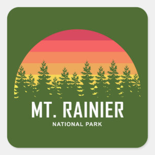 Pegatina Cuadrada Parque nacional del Monte Rainier